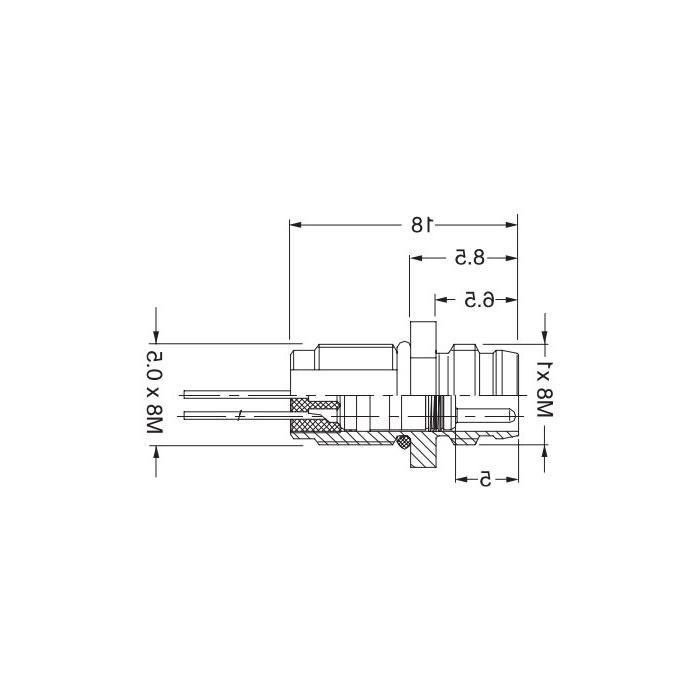 M8 3 Pin、Male flange socket、Front mount、63SA21-XXX