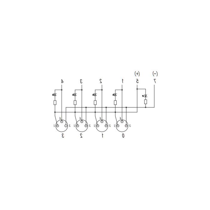 M8分线盒、NPN、4端口分体式、带LED、M12集成接口基座、23N4S1