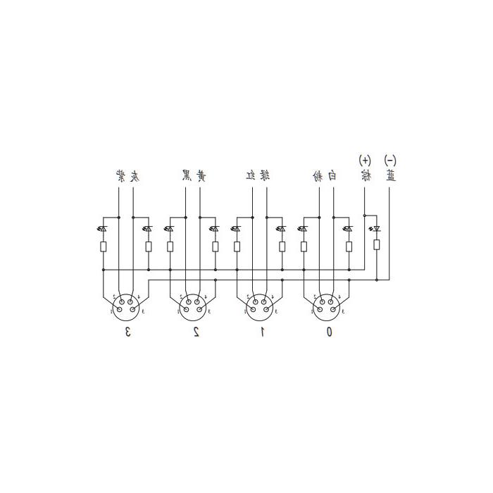 M8分线盒、双通道、NPN、4端口一体式、带LED、PUR柔性电缆、黑色护套、23N441-XXX