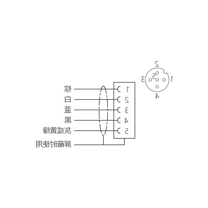 M12 5Pin、母头直型、法兰插座、板前安装、适用于现场焊接安装、64SA41H