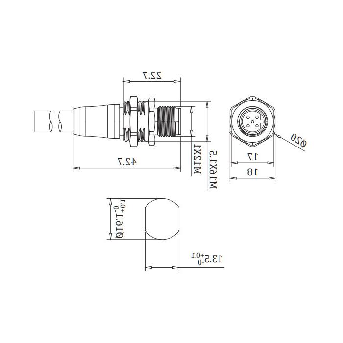 M12 2Pin、B-coded、Male、Profibus  flanged connector、0C4061-xxx