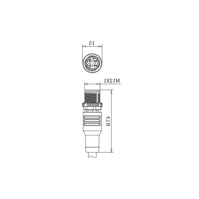 M12 4Pin、Straight male、D-coded、Single end pre cast PUR flexible cable、With shielding 、Green sheath、0C4501-XXX